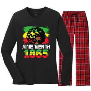 Juneteenth Is My Independence Day Black  Black Pride Women's Long Sleeve Flannel Pajama Set 