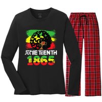 Juneteenth Is My Independence Day Black  Black Pride Women's Long Sleeve Flannel Pajama Set 