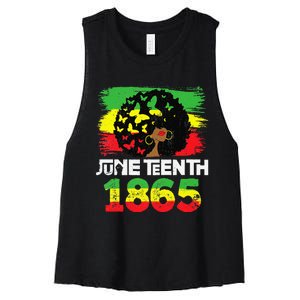 Juneteenth Is My Independence Day Black  Black Pride Women's Racerback Cropped Tank