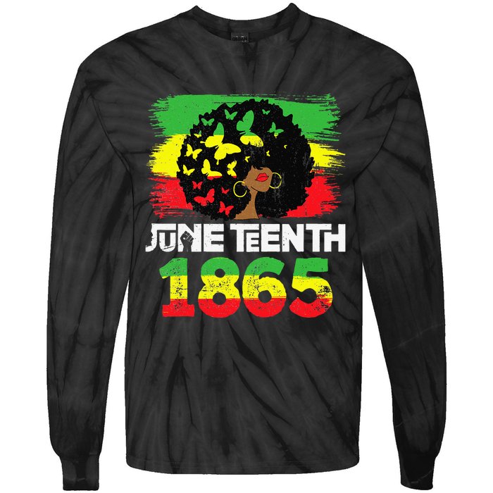 Juneteenth Is My Independence Day Black  Black Pride Tie-Dye Long Sleeve Shirt