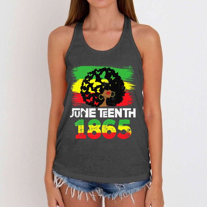 Juneteenth Is My Independence Day Black  Black Pride Women's Knotted Racerback Tank