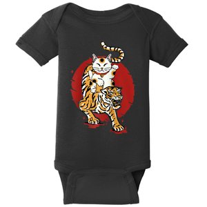 Japanese Iger Maneki Neko Lucky Cat Japanese Raditional Raglan Baseball Baby Bodysuit