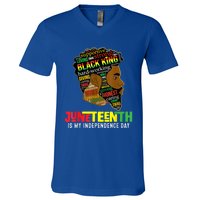 Juneteenth Is My Independence Day Black King Fathers Day V-Neck T-Shirt