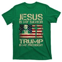 Jesus Is My Savior Trump Is My President Trump 2024 Usa Flag T-Shirt