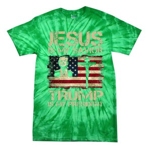 Jesus Is My Savior Trump Is My President Trump 2024 Usa Flag Tie-Dye T-Shirt