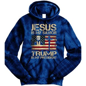 Jesus Is My Savior Trump Is My President Trump 2024 Usa Flag Tie Dye Hoodie