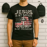 Jesus Is My Savior Trump Is My President American Flag T-Shirt