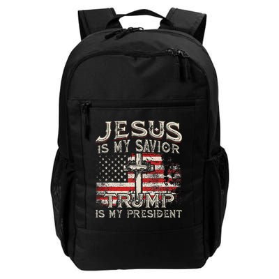 Jesus Is My Savior Trump Is My President American Flag Backpack