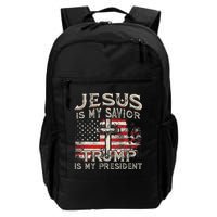 Jesus Is My Savior Trump Is My President American Flag Backpack