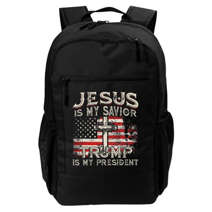 Jesus Is My Savior Trump Is My President American Flag Backpack