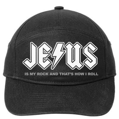 Jesus Is My Rock And That's How I Roll Funny Christian 7-Panel Snapback Hat