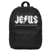 Jesus Is My Rock And That's How I Roll Funny Christian 16 in Basic Backpack