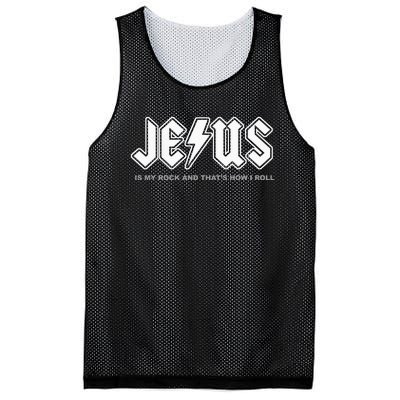 Jesus Is My Rock And That's How I Roll Funny Christian Mesh Reversible Basketball Jersey Tank