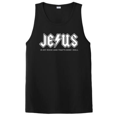 Jesus Is My Rock And That's How I Roll Funny Christian PosiCharge Competitor Tank