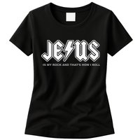 Jesus Is My Rock And That's How I Roll Funny Christian Womens T-Shirt