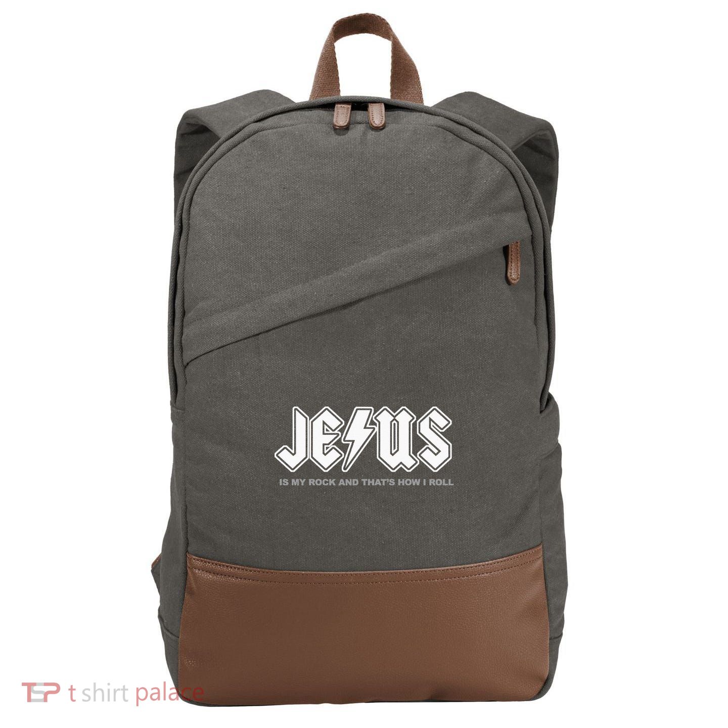 Jesus Is My Rock And That's How I Roll Funny Christian Cotton Canvas Backpack