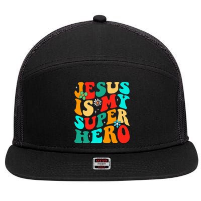 Jesus Is My Superhero Christian Religious 7 Panel Mesh Trucker Snapback Hat