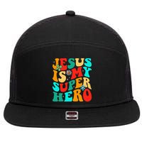 Jesus Is My Superhero Christian Religious 7 Panel Mesh Trucker Snapback Hat