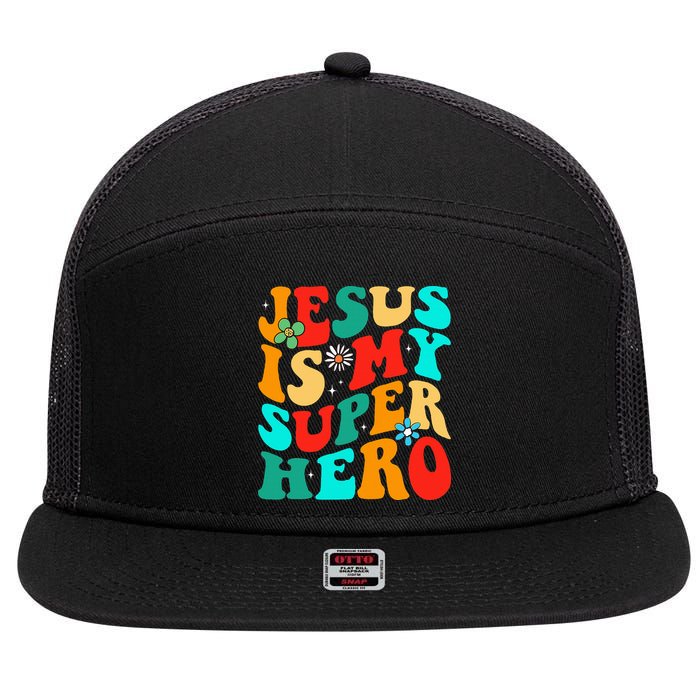 Jesus Is My Superhero Christian Religious 7 Panel Mesh Trucker Snapback Hat