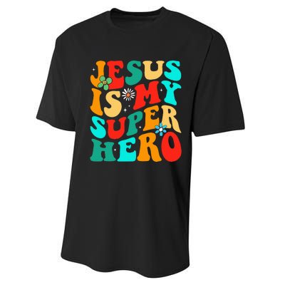 Jesus Is My Superhero Christian Religious Performance Sprint T-Shirt