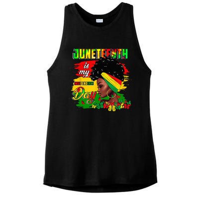 Juneteenth Is My Independence Day Black 4th Of July Ladies PosiCharge Tri-Blend Wicking Tank