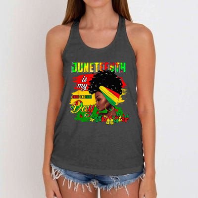 Juneteenth Is My Independence Day Black 4th Of July Women's Knotted Racerback Tank