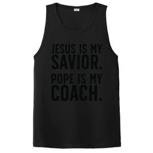 Jesus Is My Savior Pope Is My Coach Catholic Humor Sayings PosiCharge Competitor Tank