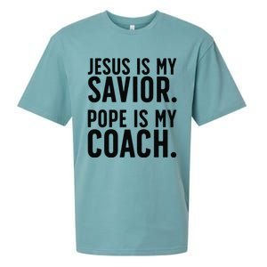 Jesus Is My Savior Pope Is My Coach Catholic Humor Sayings Sueded Cloud Jersey T-Shirt