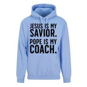 Jesus Is My Savior Pope Is My Coach Catholic Humor Sayings Unisex Surf Hoodie