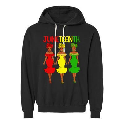 Juneteenth Is My Independence Day Afro Melanin Black Wo Garment-Dyed Fleece Hoodie