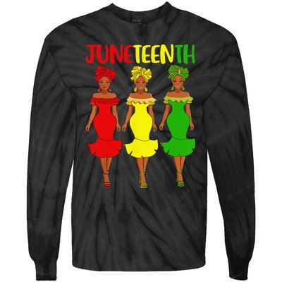 Juneteenth Is My Independence Day Afro Melanin Black Wo Tie-Dye Long Sleeve Shirt