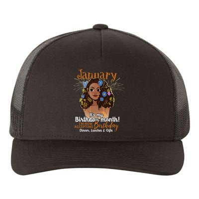 January It's my birthday month for Black Wo Yupoong Adult 5-Panel Trucker Hat