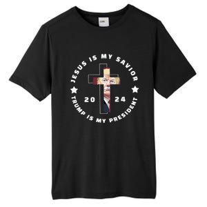 Jesus Is My Savior Trump Is My President 2024 Usa Gift Tall Fusion ChromaSoft Performance T-Shirt