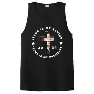 Jesus Is My Savior Trump Is My President 2024 Usa Gift PosiCharge Competitor Tank