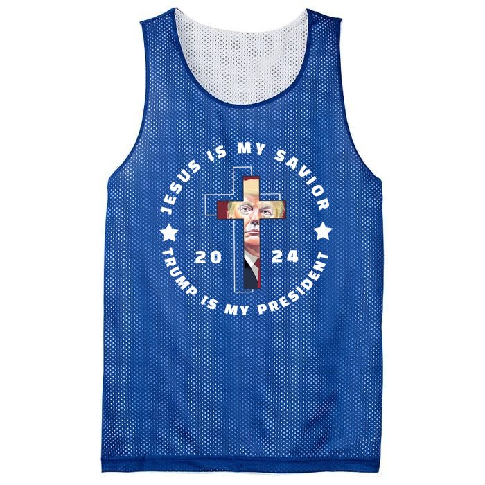 Jesus Is My Savior Trump Is My President 2024 Usa Gift Mesh Reversible Basketball Jersey Tank