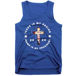 Jesus Is My Savior Trump Is My President 2024 Usa Gift Tank Top