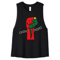 Juneteenth Is My Independence Day Free Black Pride Women's Racerback Cropped Tank