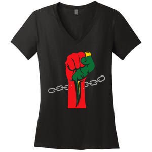 Juneteenth Is My Independence Day Free Black Pride Women's V-Neck T-Shirt