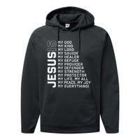 Jesus Is My God My King My Lord My Savior Christian Performance Fleece Hoodie