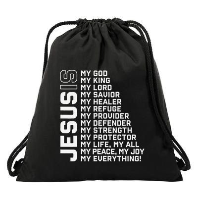 Jesus Is My God My King My Lord My Savior Christian Drawstring Bag