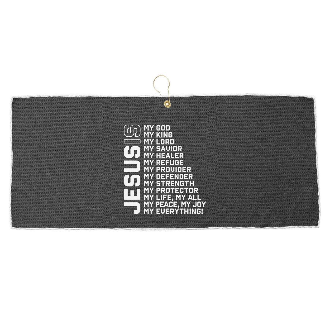 Jesus Is My God My King My Lord My Savior Christian Large Microfiber Waffle Golf Towel