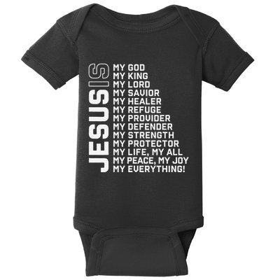 Jesus Is My God My King My Lord My Savior Christian Baby Bodysuit