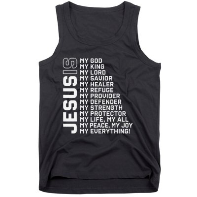 Jesus Is My God My King My Lord My Savior Christian Tank Top