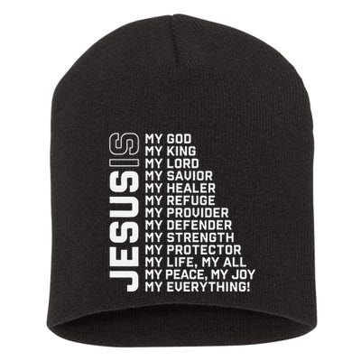 Jesus Is My God My King My Lord My Savior Christian Short Acrylic Beanie