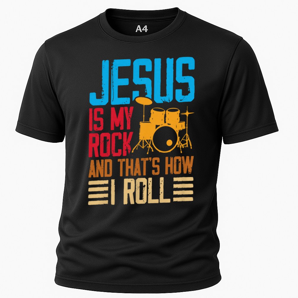 Jesus Is My Rock And That Is How I Roll Christian Cooling Performance Crew T-Shirt