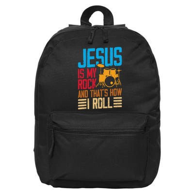 Jesus Is My Rock And That Is How I Roll Christian 16 in Basic Backpack