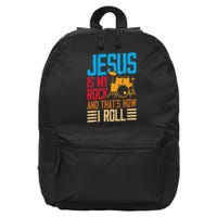 Jesus Is My Rock And That Is How I Roll Christian 16 in Basic Backpack