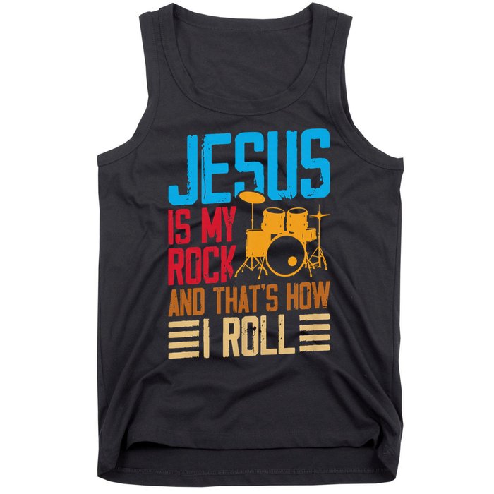 Jesus Is My Rock And That Is How I Roll Christian Tank Top