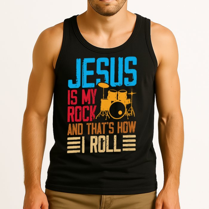 Jesus Is My Rock And That Is How I Roll Christian Tank Top
