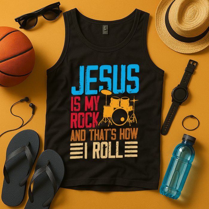 Jesus Is My Rock And That Is How I Roll Christian Tank Top